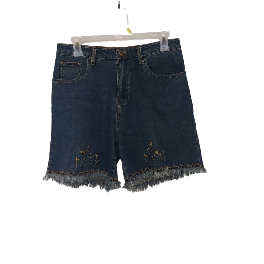 Zhanshi Ladies High Rise Embroidered Denim Shorts